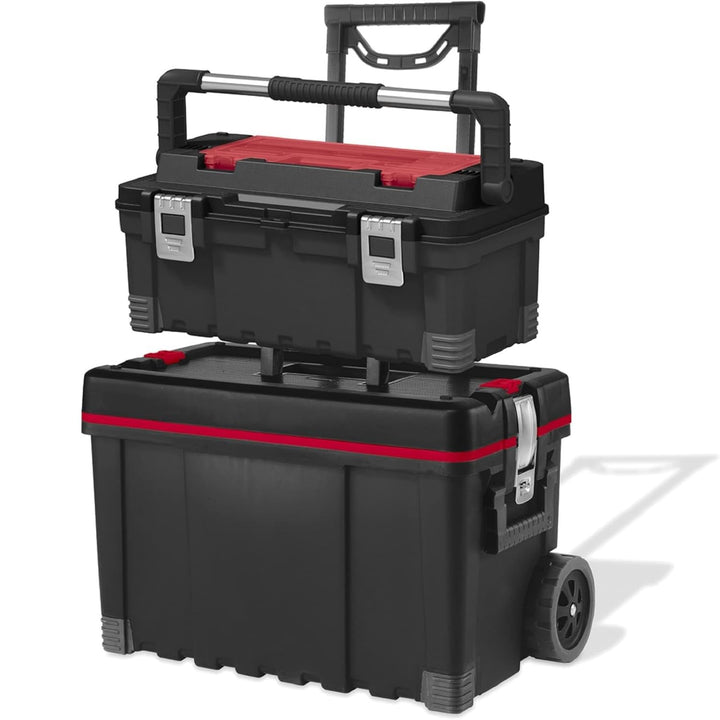 Keter 17181110 Werkzeugbox Master Pro Serie Cart + Tool Box, Kunststoff, rot/silber
