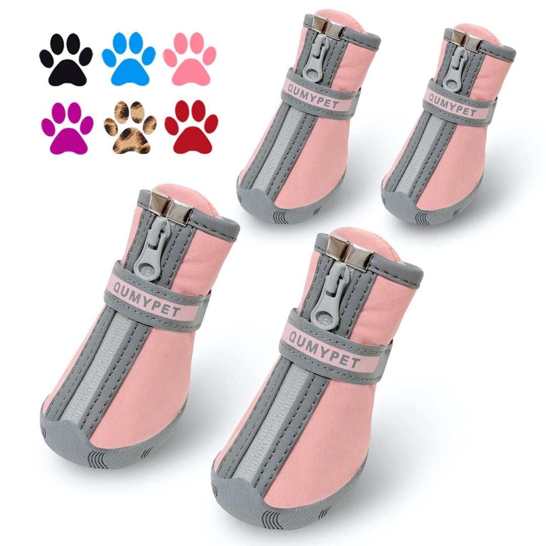 QUMY Kleine Hundestiefel, wasserdicht, Regen, Winter, Schneeschuhe für Welpen, Hunde, mit reflektier