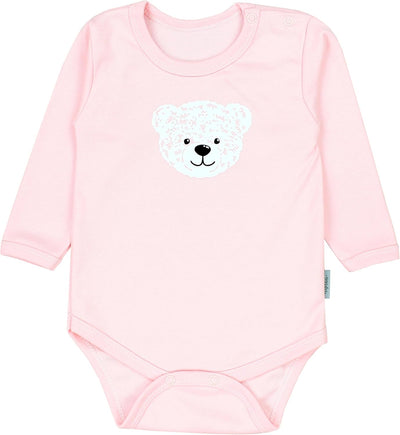 TupTam Mädchen Baby Body Langarm Unifarben 5er Pack 74 Bärchen Rosa Weiss Sterne Grau Nice Teddy Bei