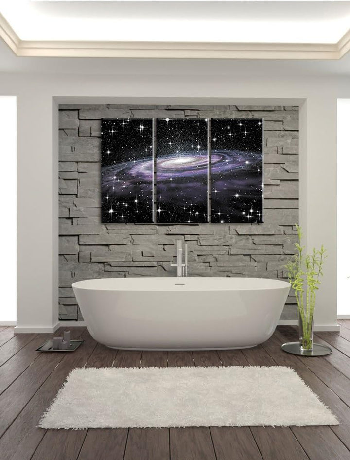 Pixxprint Spiralgalaxie im Weltall als Leinwandbild/Grösse: 3 Teilig (120x80) cm/Wandbild/Kunstdruck