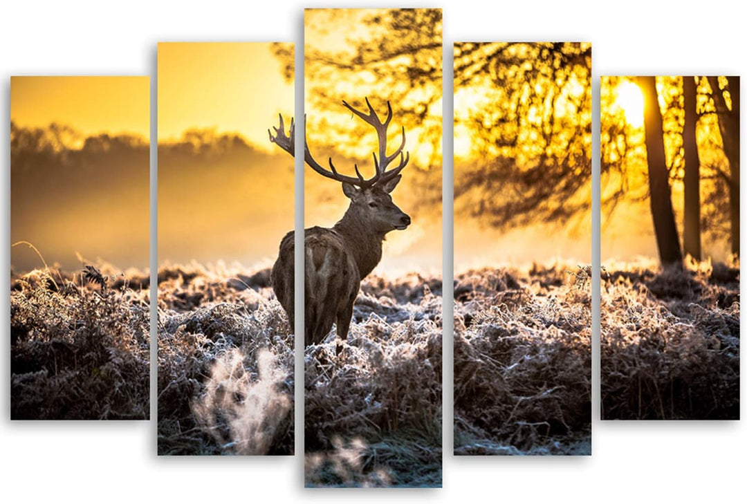 Feeby Frames, Leinwandbild, Bilder, Wand Bild - 5 Teile - Wandbilder, Kunstdruck XXL, TypA, 250x120