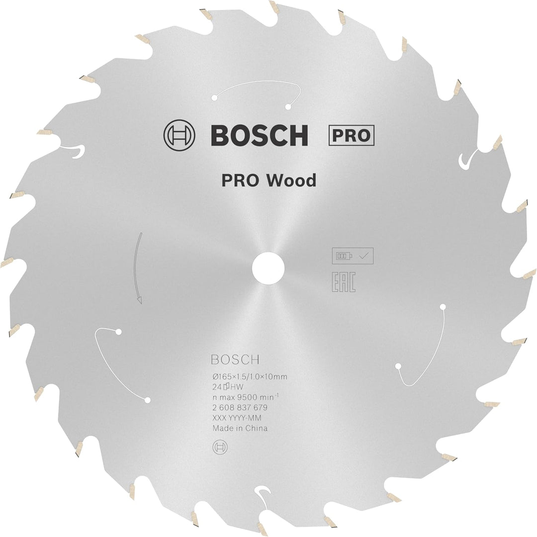 Bosch Professional 1x Kreissägeblatt Standard for Wood (Holz, Sägeblatt Ø 165 x 10 x 1,5 mm, 24 Zähn