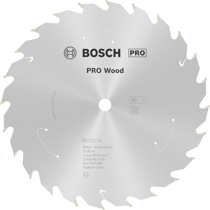 Bosch Professional 1x Kreissägeblatt Standard for Wood (Holz, Sägeblatt Ø 165 x 10 x 1,5 mm, 24 Zähn