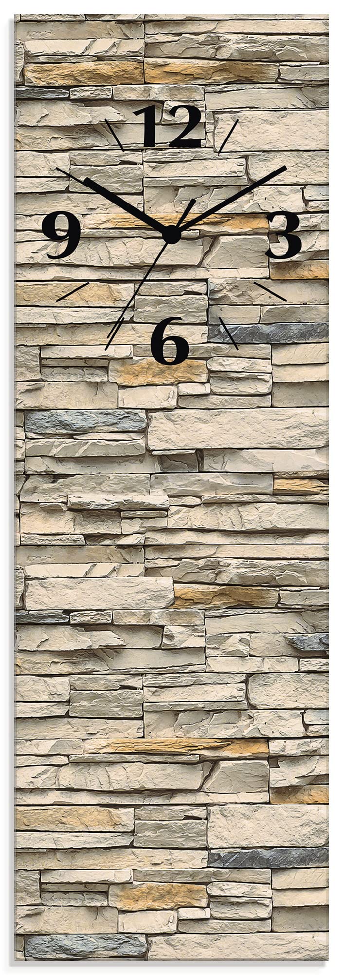 ARTLAND Wanddeko Wanduhr ohne Tickgeräusche aus Glas Quarzuhr 20x60 cm Rechteckig Lautlos 20x60 cm B