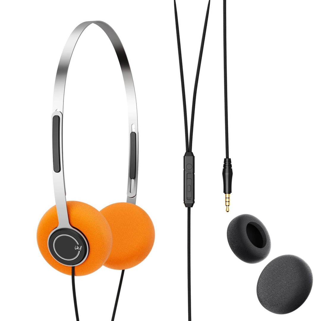 iKF Y3 On Ear Kopfhörer mit Kabel, Retro bügelkopfhörer, Mini Stereo-Kopfhörer, 80er-90er-Jahre, 3.5