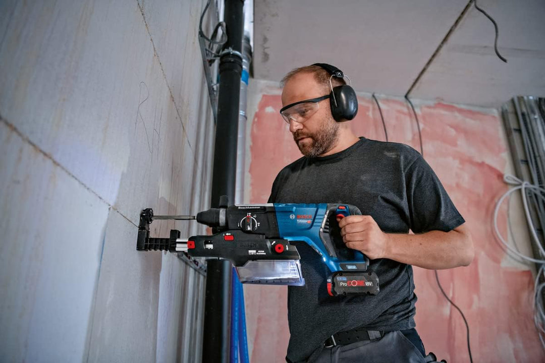 Bosch Professional GDE 28 D Staubabsaugungssystem (2 austauschbare Staubaufsätze, Verlängerung, Filt