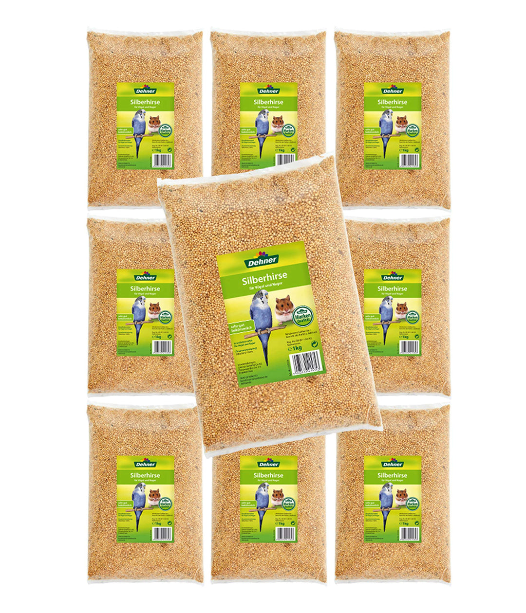 Dehner Vogel- und Nagerfuttersnack, Silberhirse, 10 x 1 kg (10 kg) Silberhirse 1 kg (10er Pack), Sil