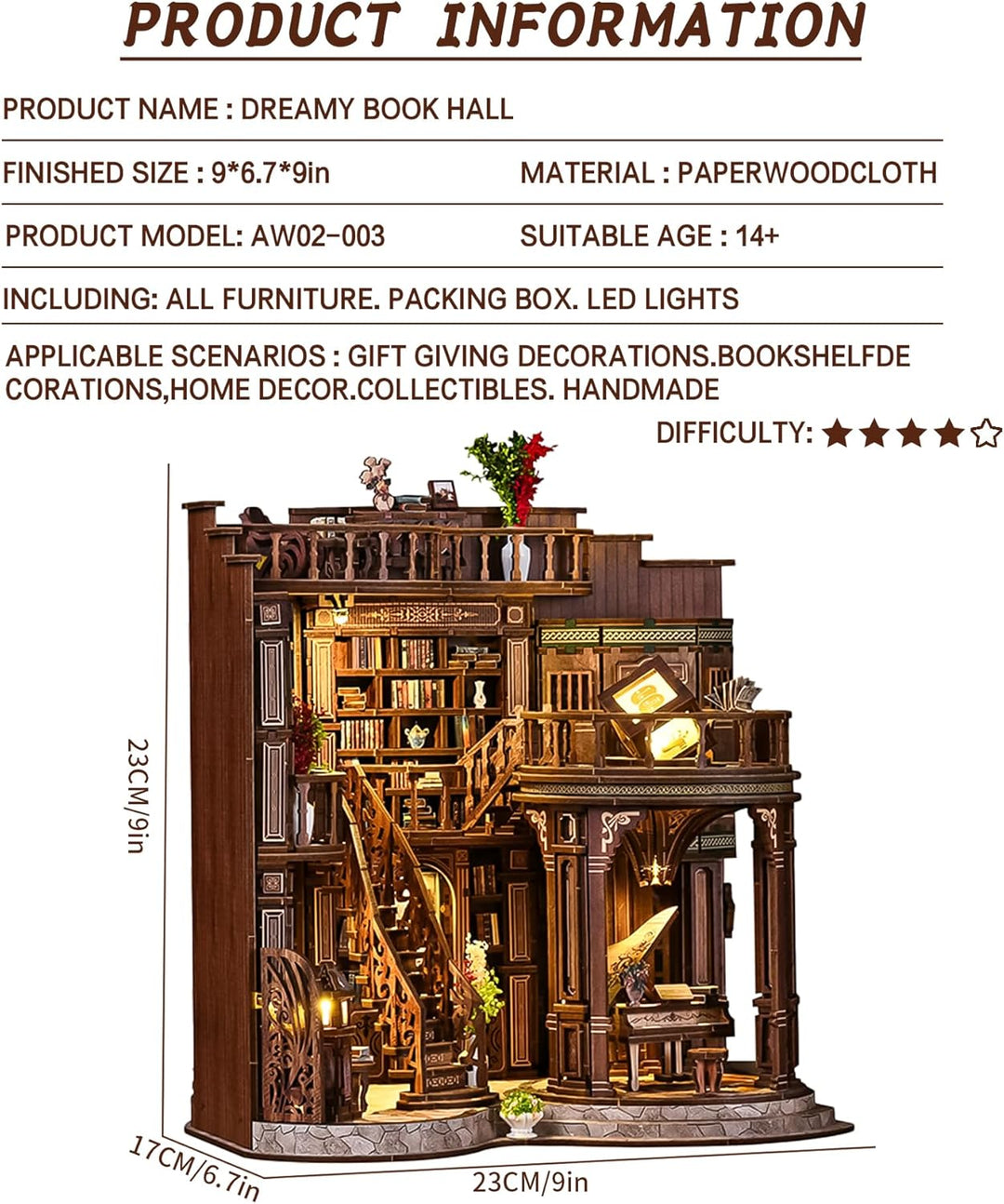 Spilay Miniatur Haus, DIY Miniature House Modellbausatz Mit LED-Licht, Puppenhaus Holz Tiny House, K