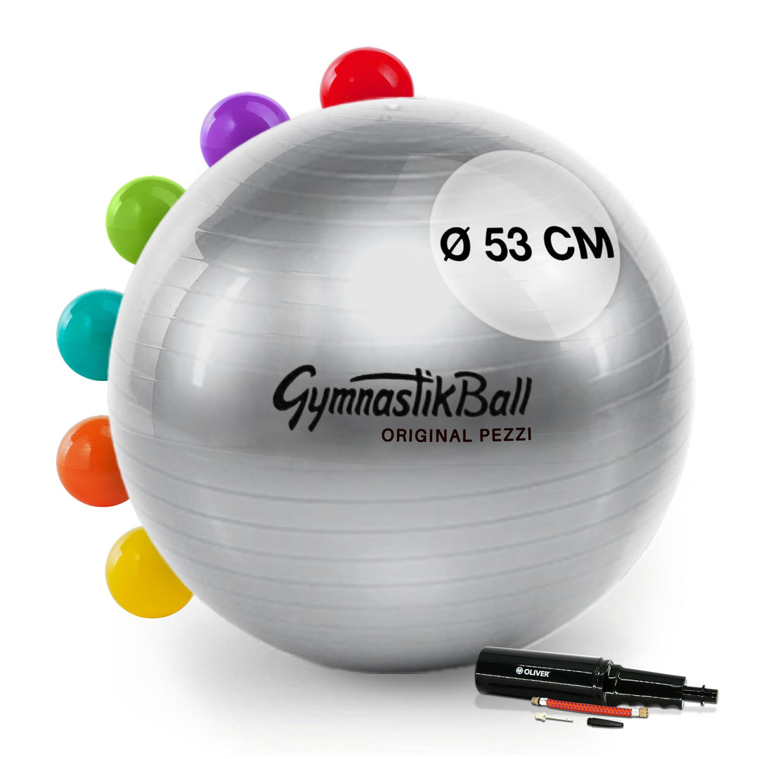 PEZZI Original Gymnastik Ball Plus Pumpe Sitz Therapie Pilates 53cm Anthrazit, 53cm Anthrazit