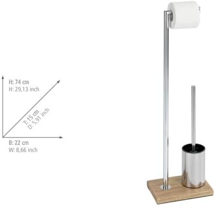 WENKO Stand WC-Garnitur Marla - WC-Bürstenhalter, Stahl, 22 x 74 x 15 cm, Chrom