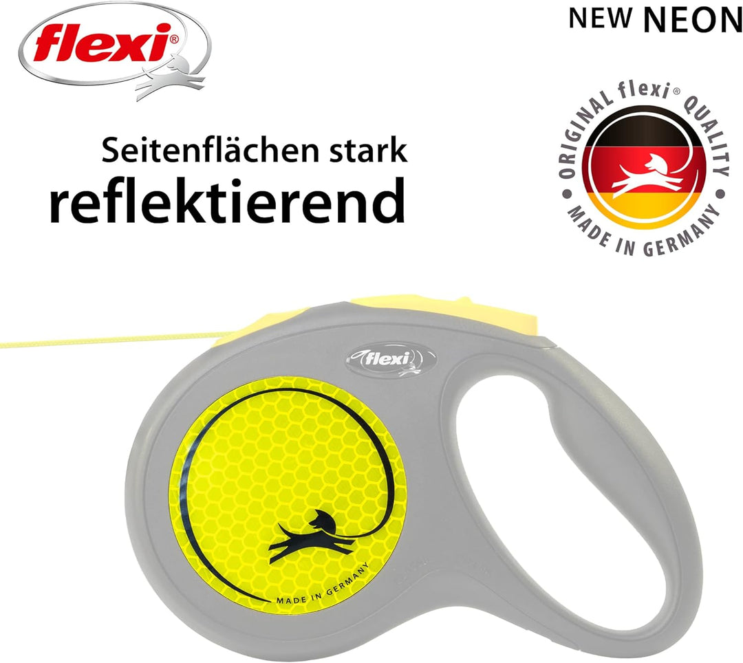 flexi New NEON M Seil 5 m schwarz/Neongelb für Hunde bis 20 kg, M 5 m