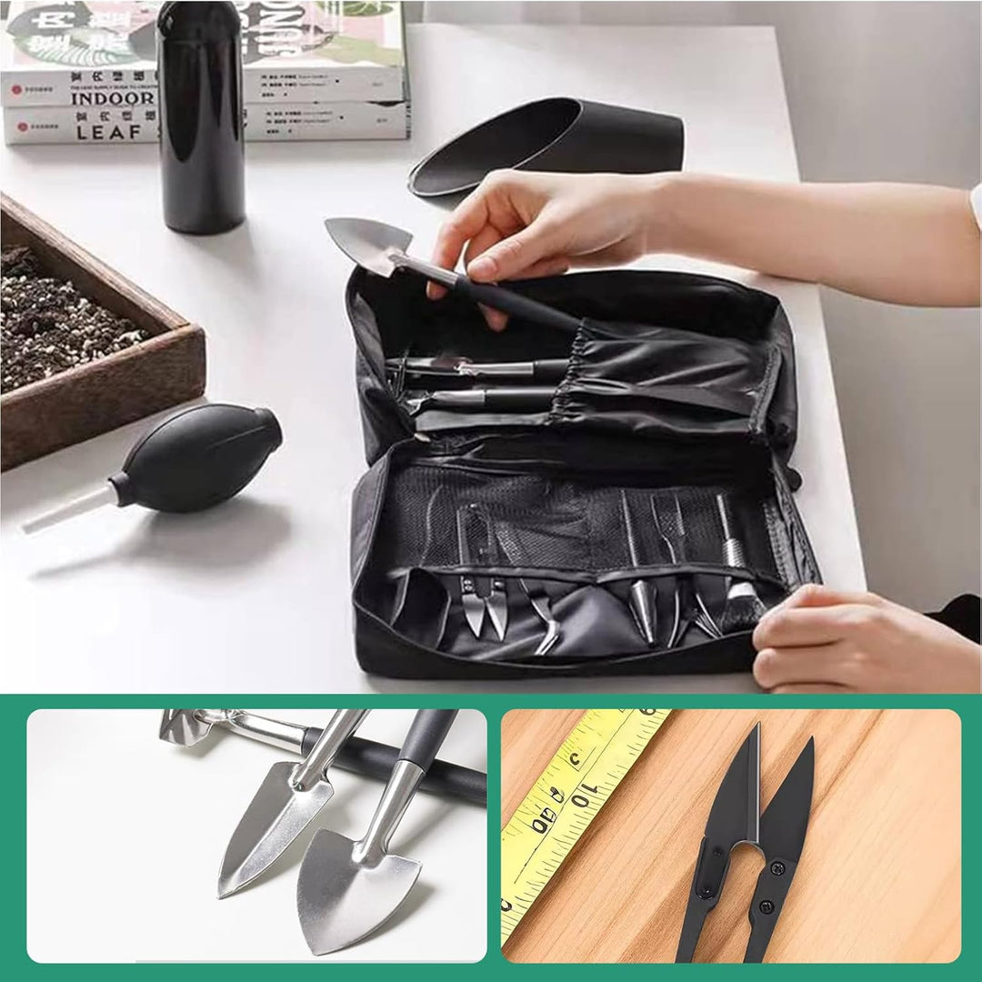 Bonsai Werkzeug Set 18 Stück, Bonsai Starter Kit Garden Tool mit wasserdichte Umtopfmatte & Aufbewah