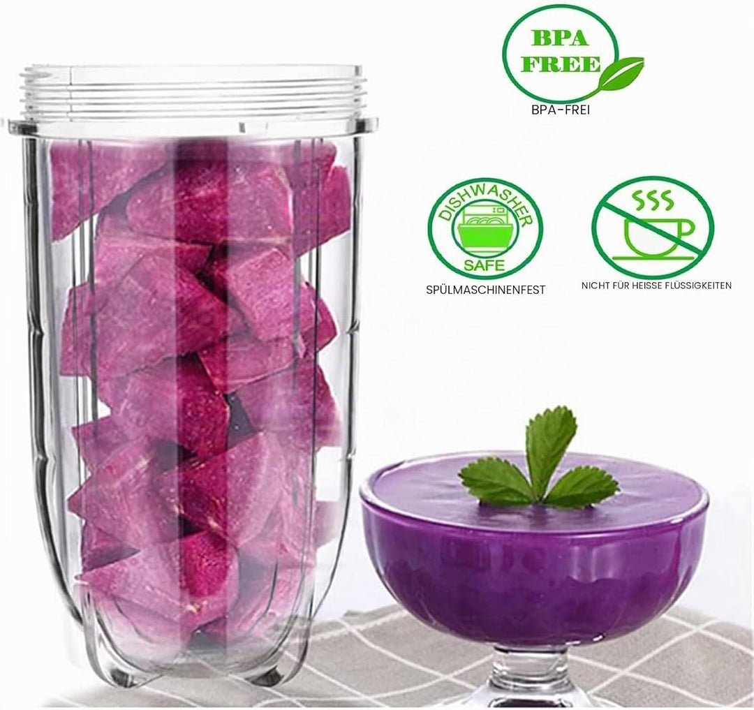 Ersatzbecher für Magic Bullet 250 W, 3 Stück 16 oz Ersatz-Tassenbecher mit Deckel Kompatibel mit Mag