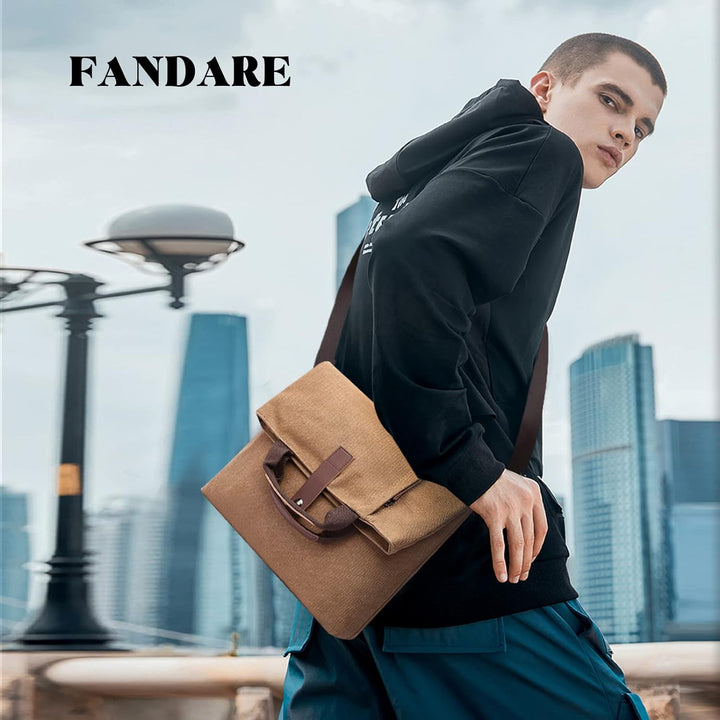 FANDARE Retro Umhängetasche Handtasche Schultertasche Herrentasche Segeltuch Kuriertasche Messenger-