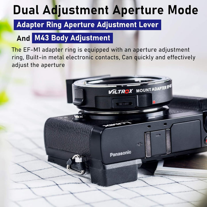 VILTROX EF-M1 Autofokus AF Objektiv Adapter Konverter mit Blendeneinstellung für Canon EF EF EF-S Ob