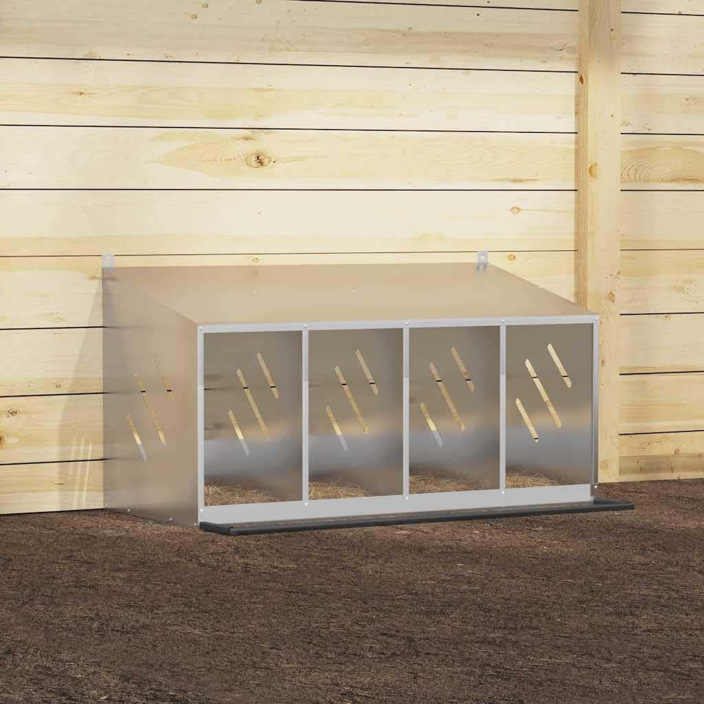 Hühner-Nistkasten mit 4 Fächern aus verzinktem Stahl langlebig wetterfest robust geeignet für Freila