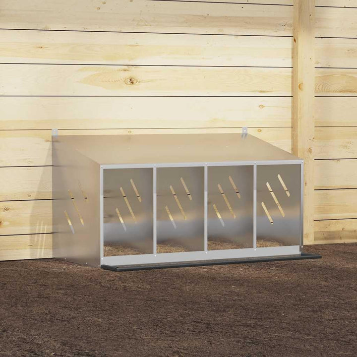 Hühner-Nistkasten mit 4 Fächern aus verzinktem Stahl langlebig wetterfest robust geeignet für Freila