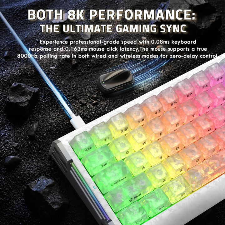 ATTACK SHARK Carbon Fiber Gaming R68 HE Tastatur &amp; X11 Ultra Maus Set, 63g Nordic54L15 Wireless Supe