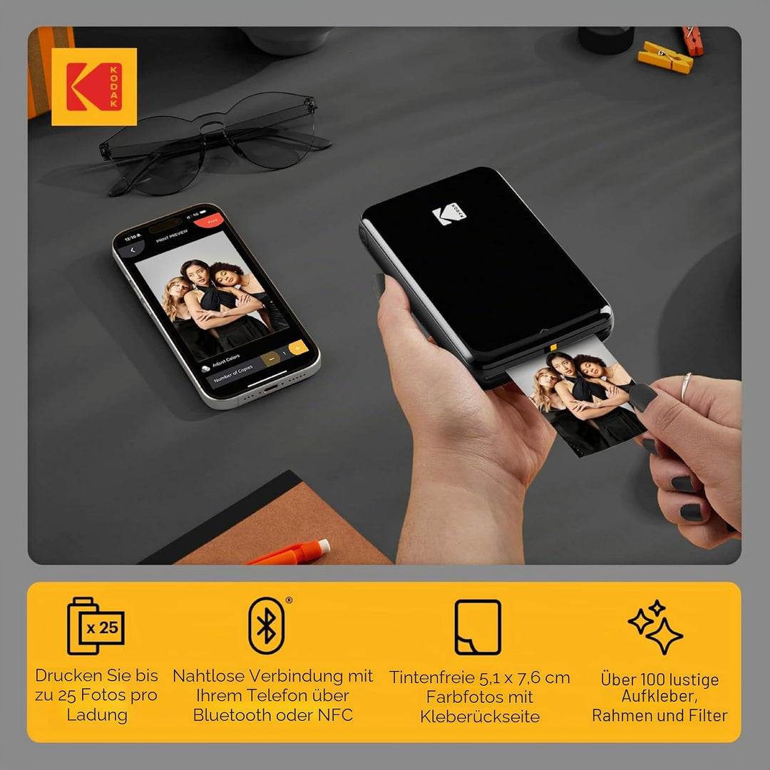 KODAK Step Instant-Fotodrucker mit Bluetooth/NFC, Zink Technologie &amp; KODAK App für iOS &amp; Android (Sc