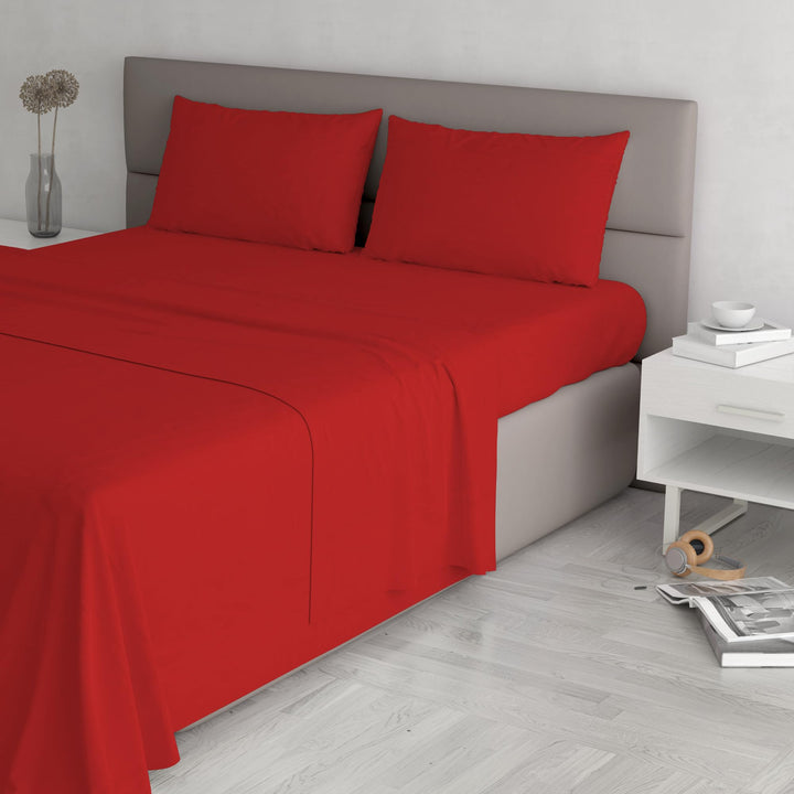 Italian Bed Linen Max Color Bettwäsche-Set, Rot, Doppelte, Rot
