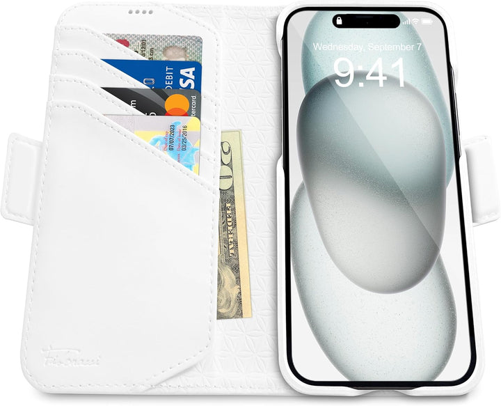 Dreem Fibonacci iPhone 15 Brieftaschen-Etui / 2-in-1 stossfestes Etui und abnehmbares Folio aus vega
