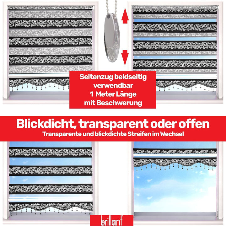 Brillant Doppelrollo Klemmfix ohne Bohren Gold Beige 200 x 60 cm (Länge x Breite) Duorollo Blickdich