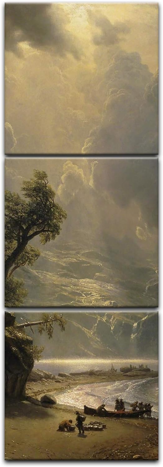 Bilderdepot24 Bild auf Leinwand | Bierstadt Puget Sound on the Pacific Coast in 40x120 cm mehrteilig