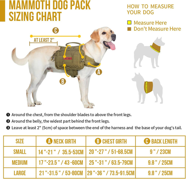 OneTigris Mammoth Hunderucksack 2.0 Version Reissen Camping Wandern Hundebackpack für M/L Grösse Hun