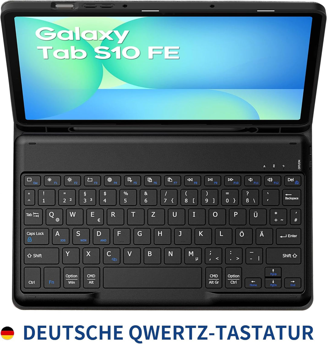 EasyAcc Tastatur Hülle Kompatibel mit Samsung Galaxy Tab S9 FE 10.9 Zoll / S9 2023 11 Zoll mit Schut