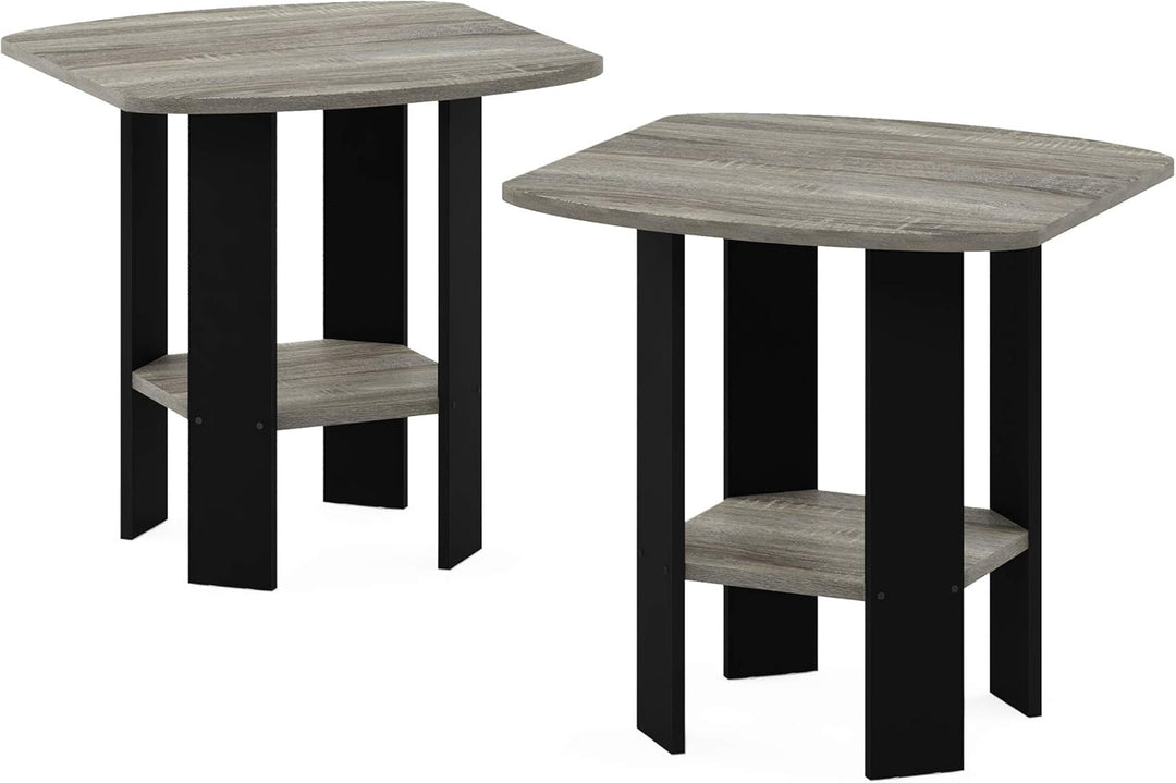 Furinno Simple Design Beistelltisch, holz, Französische Eiche grau, 50.8 x 50.8 x 49.78 cm 2er Set F