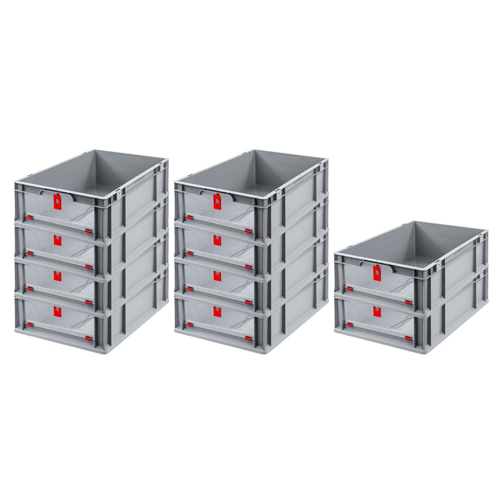 SparSet 10x Eurobox NextGen Insight Cover | HxBxT 17x40x60 | 34 Liter | Niedrig/Rot | Eurobehälter,