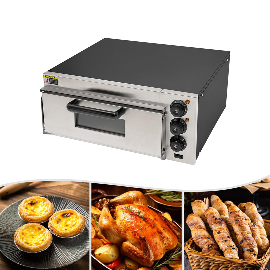 Backofen, Pizza-Ofen, 220V Pizzaofen Edelstahl Einschichtofen, 20L Pizzabackofenmit Ofenhandschuhe,