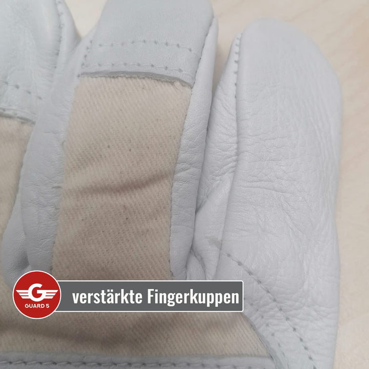 GUARD 5 - Leder Arbeitshandschuhe 12 Paar Gr.8 - Rind- Vollleder Handschuhe - hochwertiger, robuster