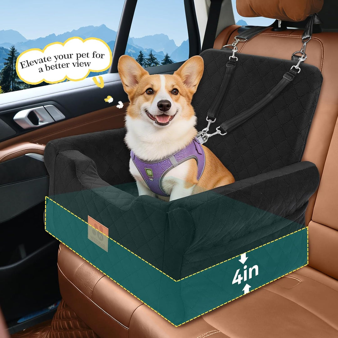 GL GLENSLAVE Hunde-Autositze für kleine bis mittelgrosse Hunde, Erhöhter Hunde-Booster-Sitz mit Memo
