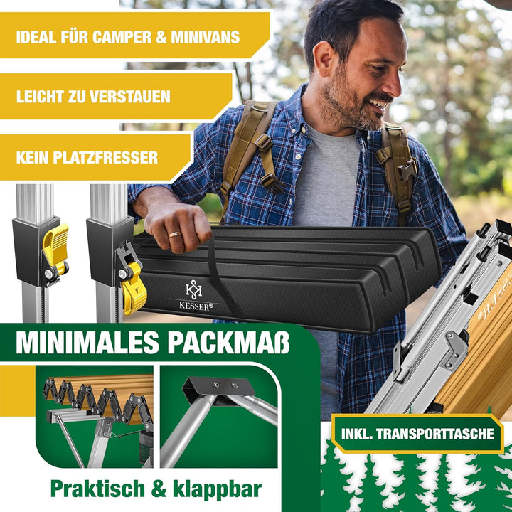 KESSER® Campingtisch faltbar Klapptisch mit Aluminiumrahmen Aufrollbare Tischplatte Falttisch klappb