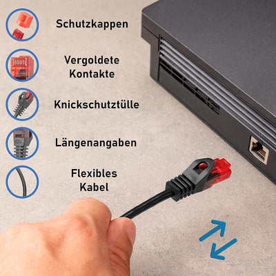 BIGtec - 10 Stück - 20m Gigabit Netzwerkkabel Patchkabel Ethernet LAN DSL Patch Kabel schwarz (2x RJ