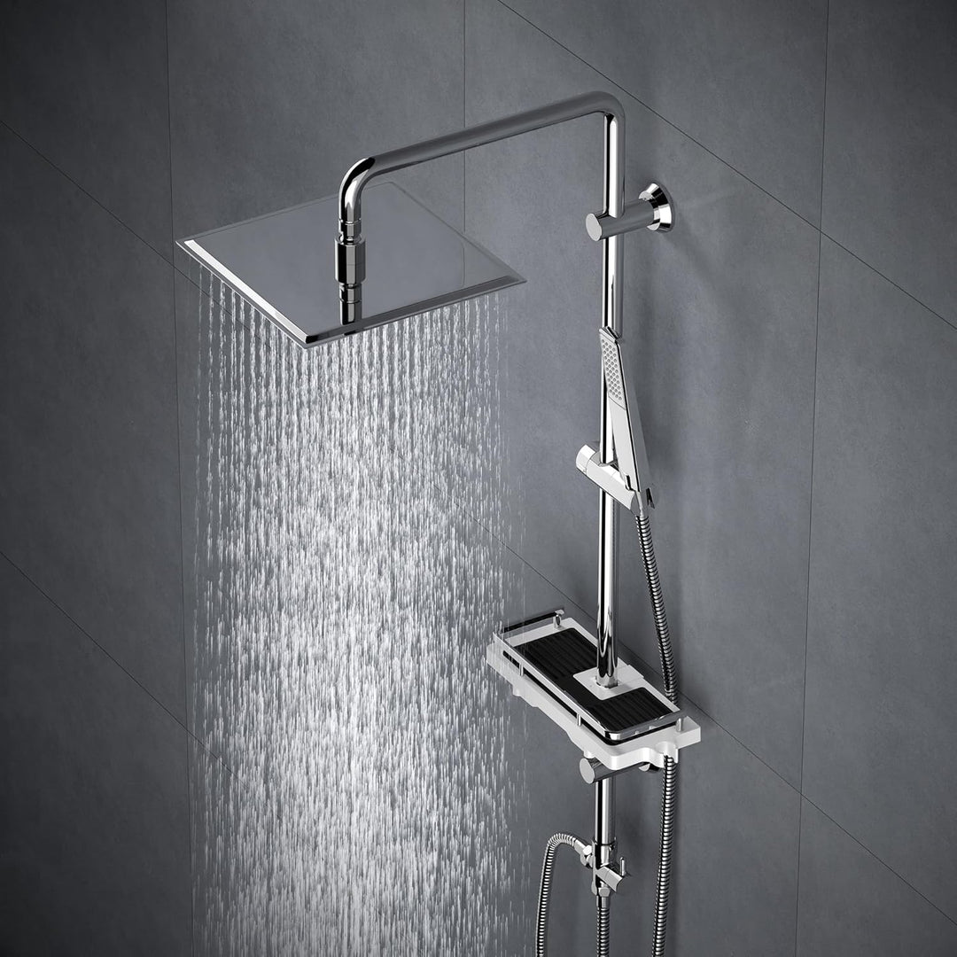 Görbach Regendusche Duschsystem mit Ablage Duschset ohne Duscharmatur Chrom (20x20) YT-2020CP-Ablage