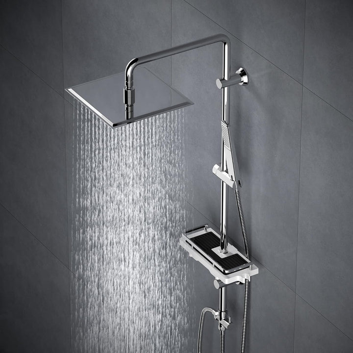 Görbach Regendusche Duschsystem mit Ablage Duschset ohne Duscharmatur Chrom (20x20) YT-2020CP-Ablage
