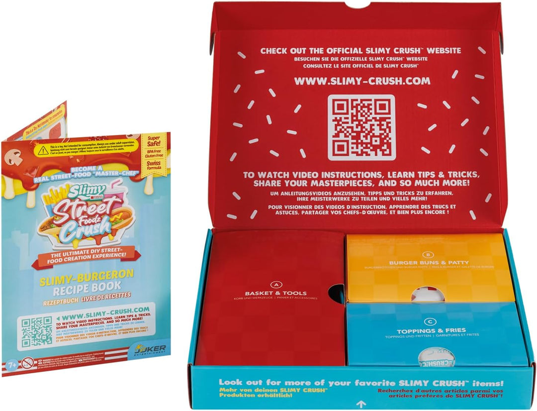 Slimy Street Foodz Crush - Burgeron, Slime und Knete Kreativ-Set, Backspiel zum selber Mischen, Form