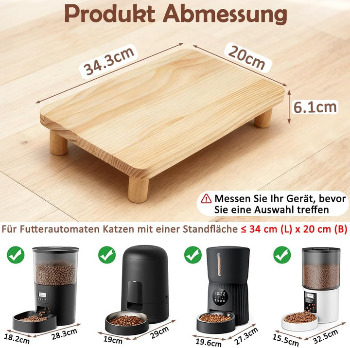 SZEE Erhöhter Stand für Futterautomat Katze, Katzenfutter Automat Halterung aus Massivholz, Entlaste