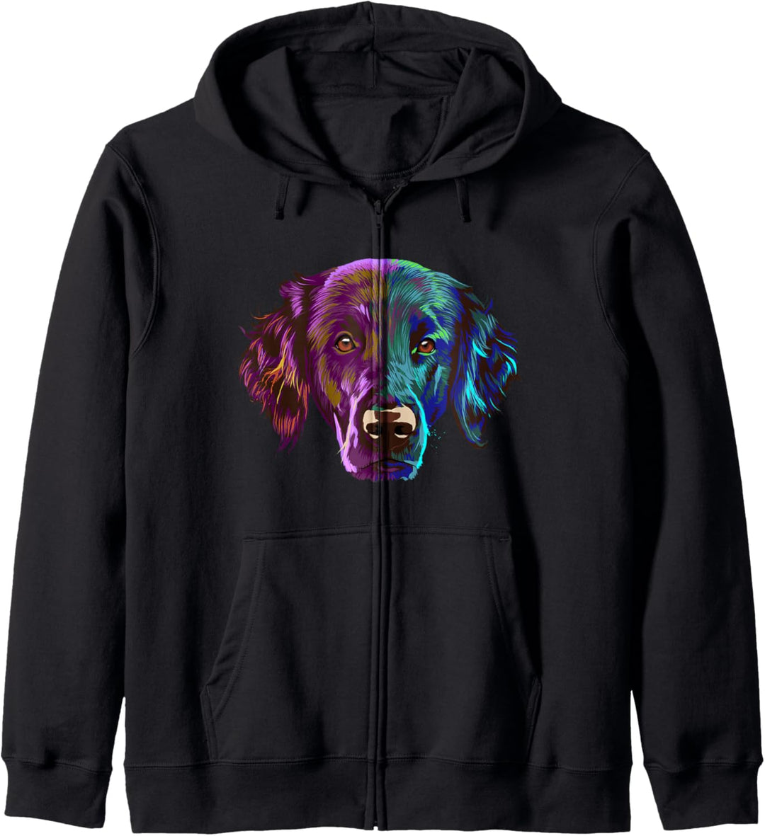 Farbenfroher Hund Flat Coated Retriever Kapuzenjacke