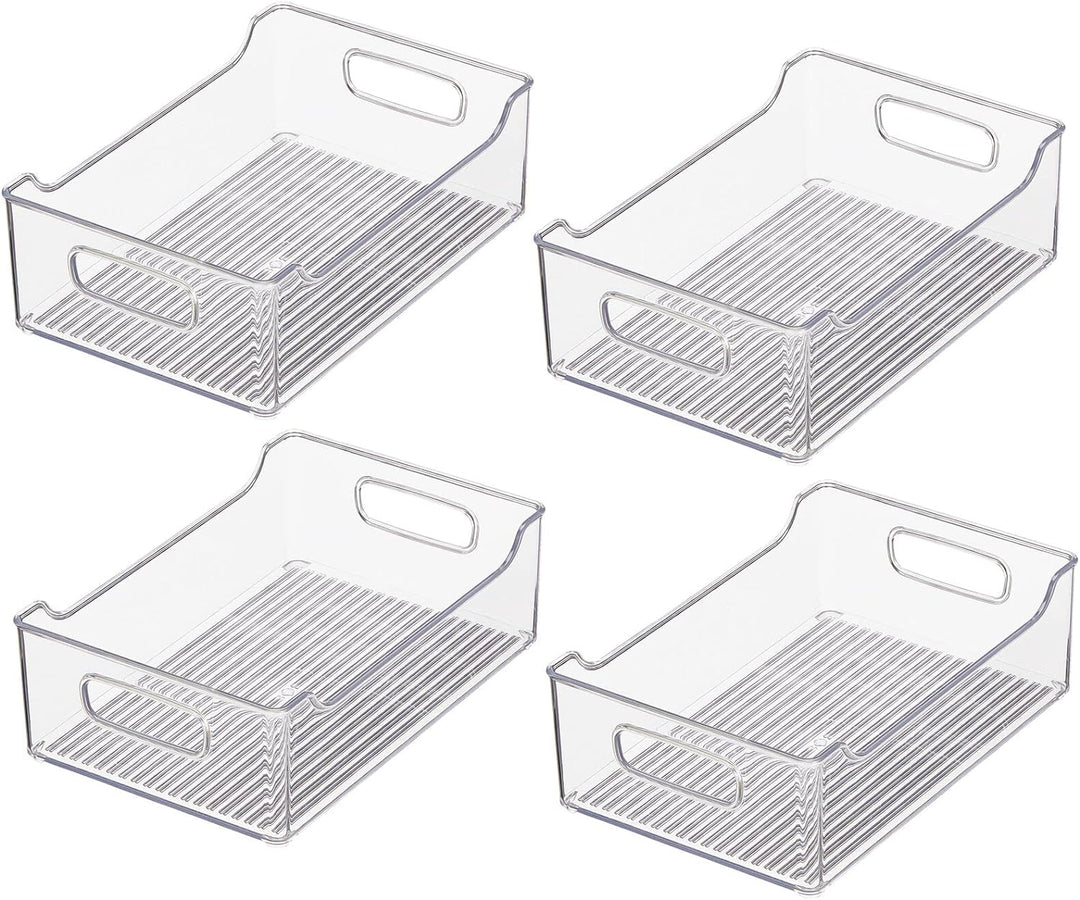 mDesign Aufbewahrungsbox für abgepackte Lebensmittel – Küchen Ablage mit offener Vorderseite und Gri