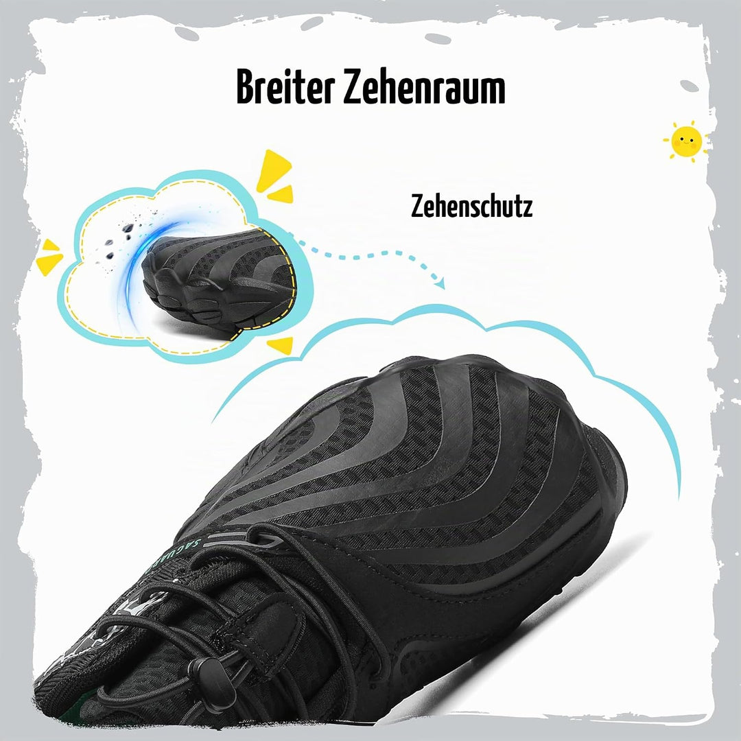 SAGUARO Jungen Mädchen Barfussschuhe Atmungsaktiv Badeschuhe für Kinder Gr.24-36 24 EU Schwarz, 24 E