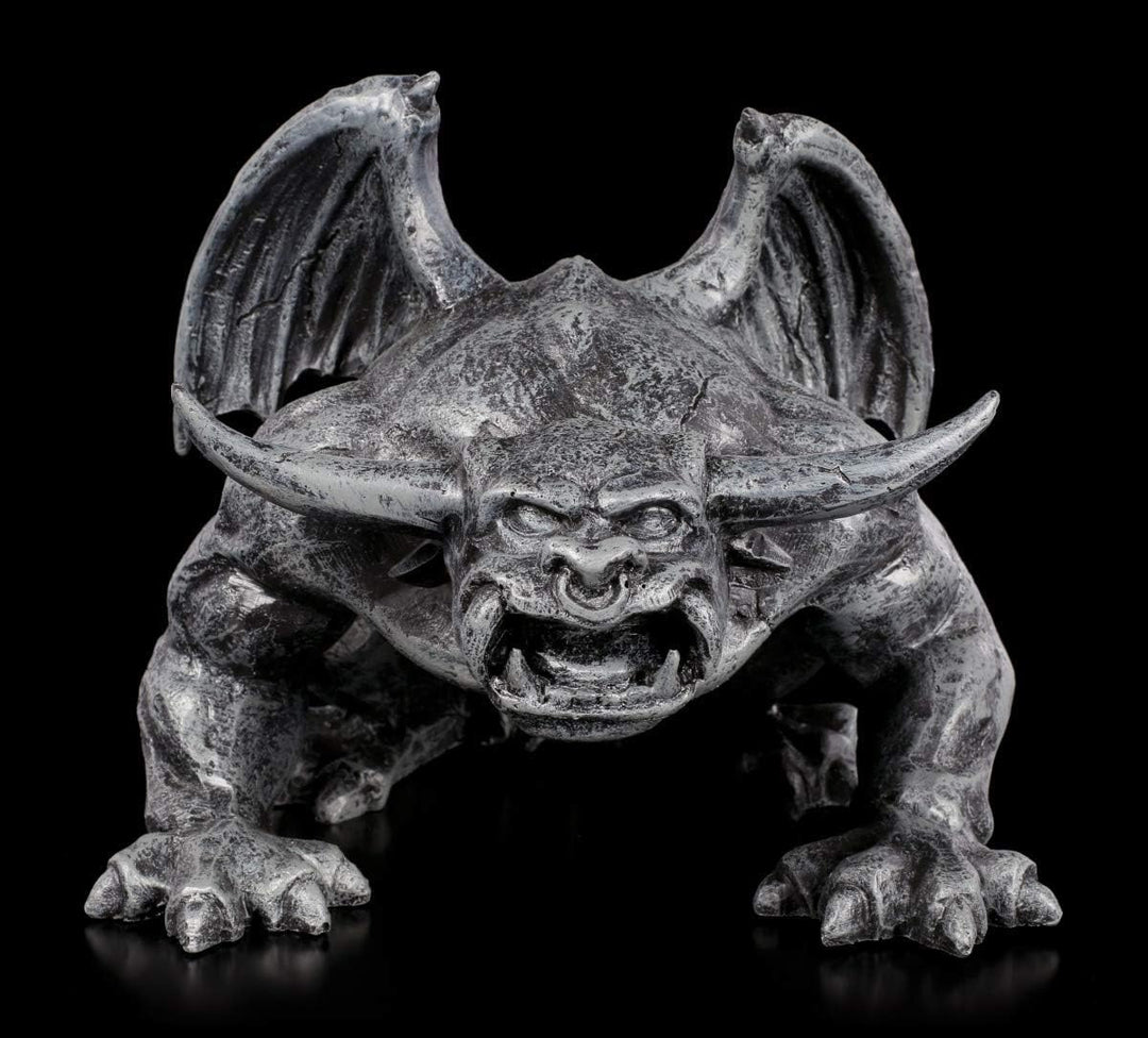 Figuren Shop GmbH Schwarze Gargoyle Gothic-Figur - Teufelskerl | Fantasy Garten-Figur, handbemalt, B