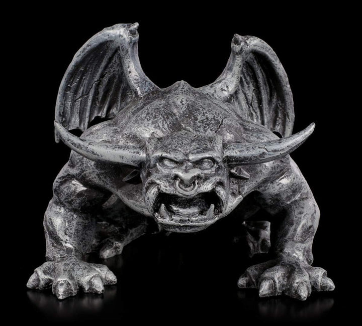 Figuren Shop GmbH Schwarze Gargoyle Gothic-Figur - Teufelskerl | Fantasy Garten-Figur, handbemalt, B