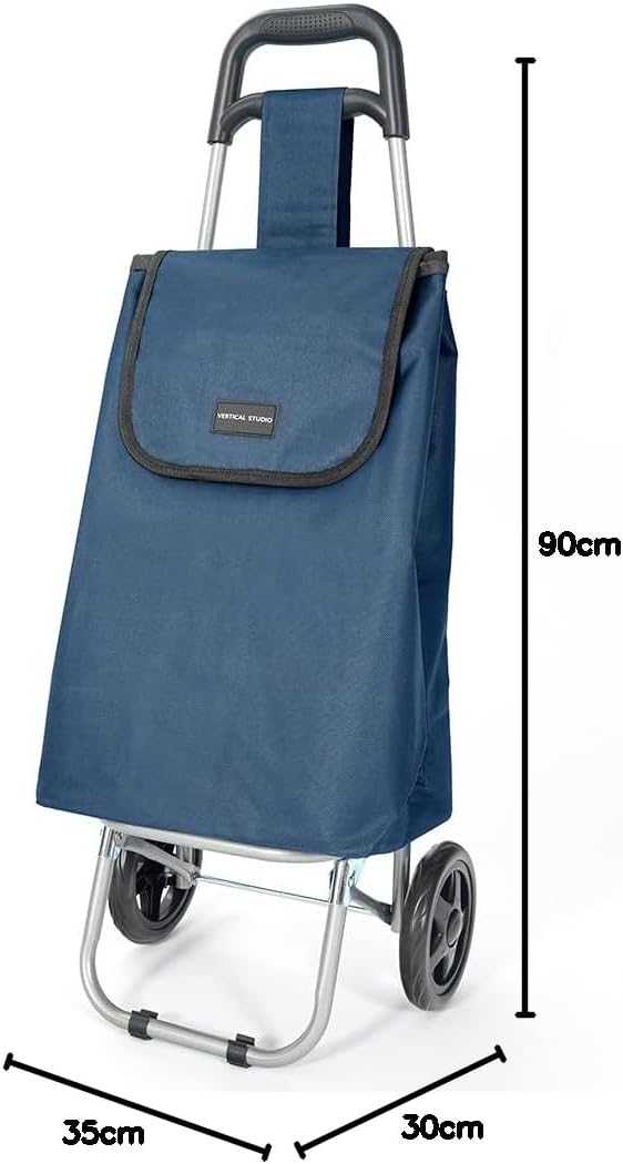 Einkaufstrolley 35 L – Klappbar, leicht & robust, mit Alugestell, Reissverschlusstasche & Klettversc