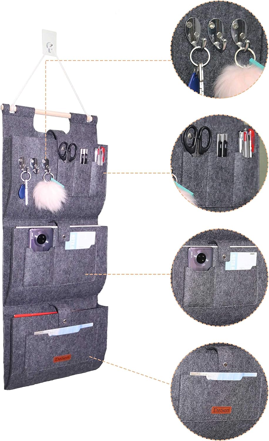 DeSen Hängeorganzier für Tür und Wand, Home-Organizer zum Aufhängen, Wandtasche, Untensilientasche,