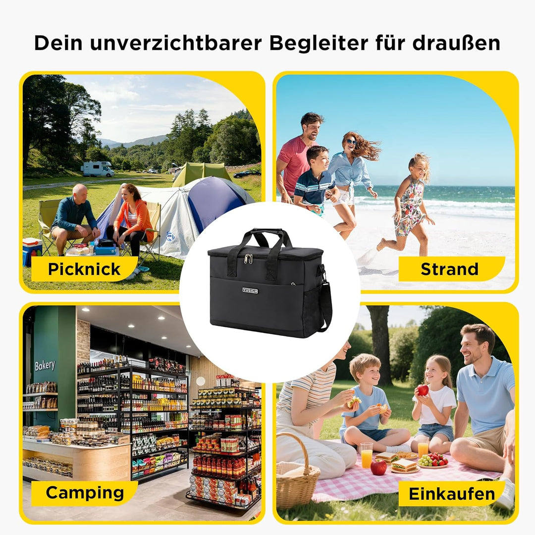 Kühltasche 30L Schwarz, Schwarz