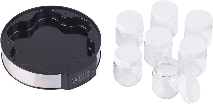 Rosenstein & Söhne Joghurtzubereiter: Joghurt-Maker mit Zeitschaltuhr, 7 Portionsgläser je 190 ml, 2