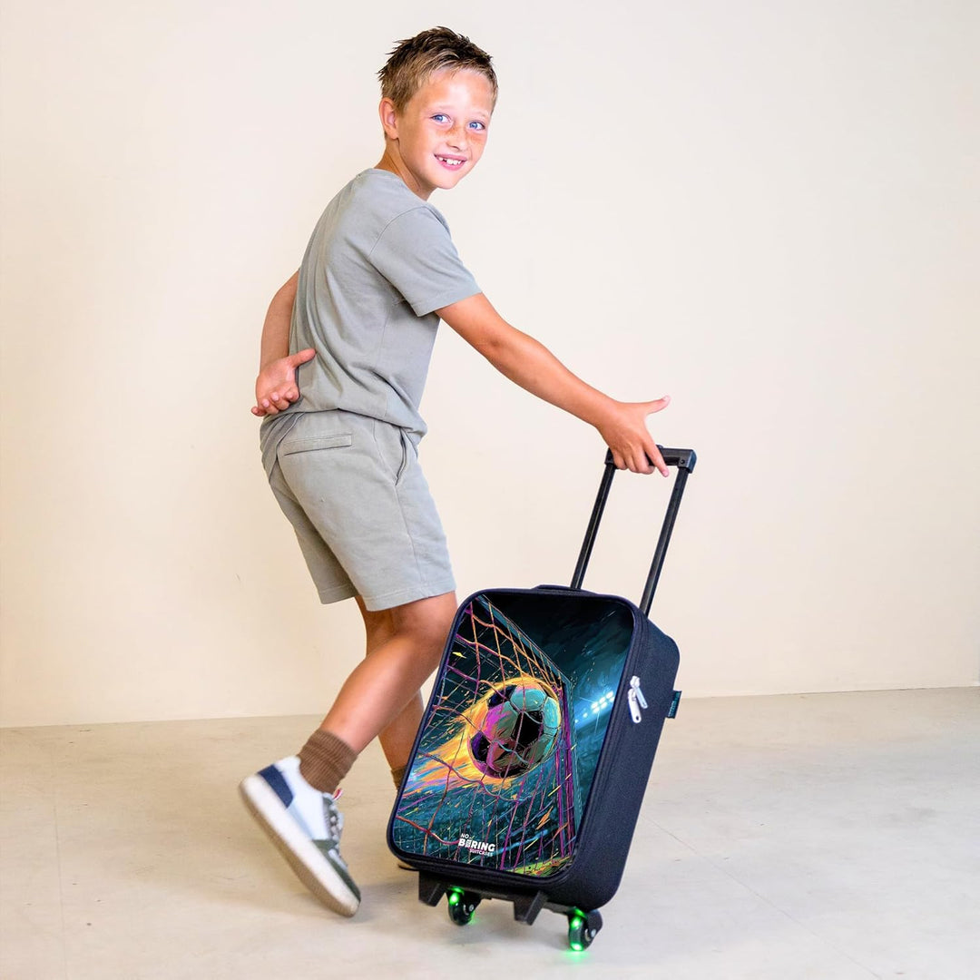Kinderkoffer Klein Reise Trolley 48x31x19 cm Rollkoffer Kleiner Kinder Koffer mit LED Rollen Kindert